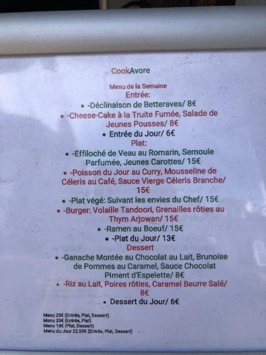 CookAvore menu